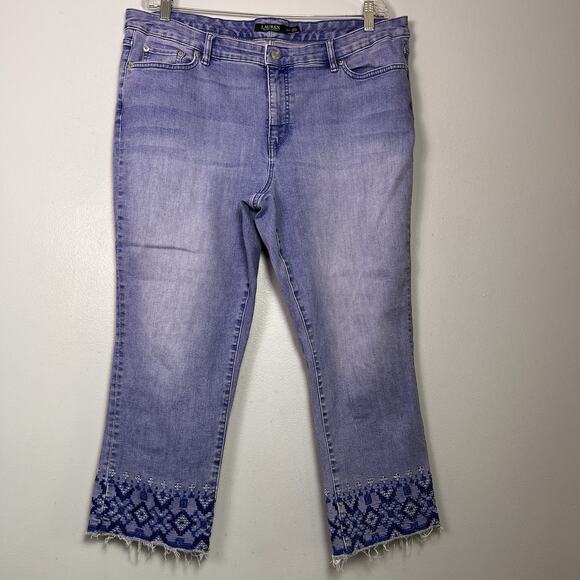 Ralph Lauren Denim - Lauren Ralph Lauren Women's Plus Sz 18 Ankle Jeans Embroidered Denim Straight